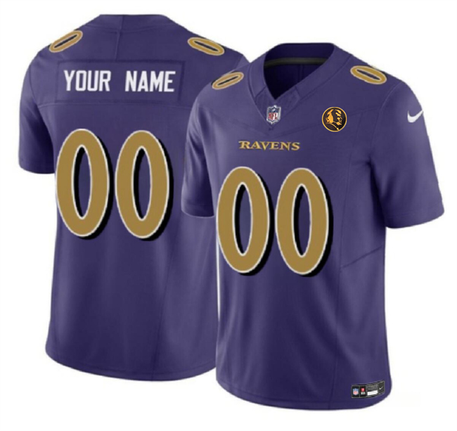 Men's Baltimore Ravens Customized Purple 2023 F.U.S.E. With John Madden Patch Color Rush Limited Jersey